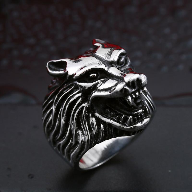 Retro Jewelry Exaggerated Men's Wolf Head Trendy Versatile Fashion Ring