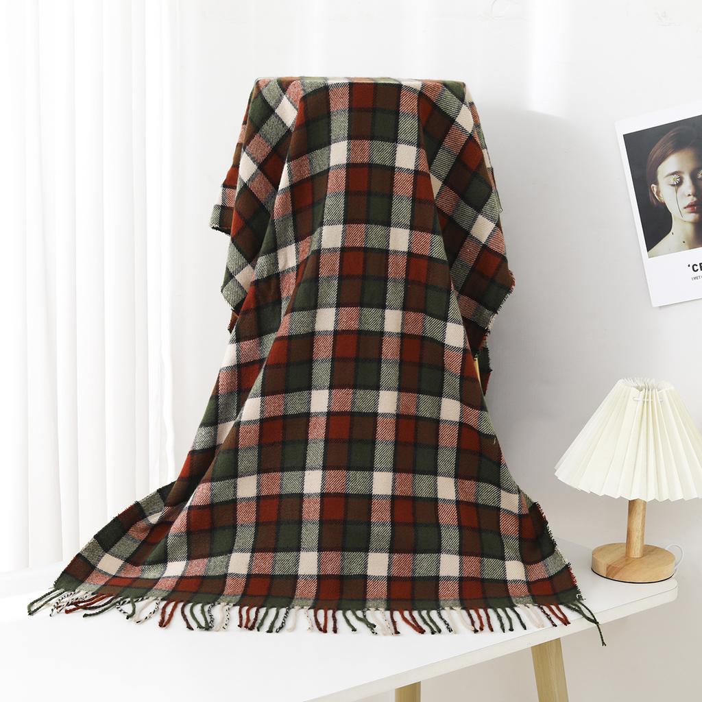 Herbst und Winter Neuer Schal für Damen, dicker Kaschmir-Imitat, vielseitiger, studentenfreundlicher Schal, langer karierter Schal