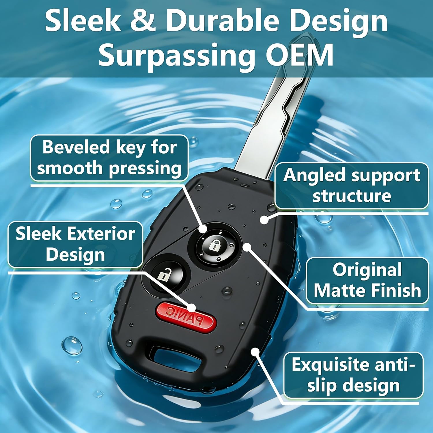 

No Metal Blade Cutting Required - Key Fob Cover Shell for Honda Accord, Civic, CR-V, Fit, Odyssey, Pilot, Ridgeline, CR-Z | Heavy Duty Crack &