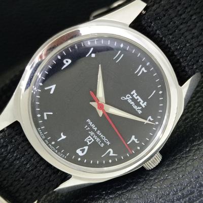 INDIAN VINTAGE HMT JANATA RUČNĚ NATAHOVACÍ PÁNSKÉ HODINKY S ČERNÝM CIFERNÍKEM A ARABSKÝMI ČÍSLENKAMI a440983-4