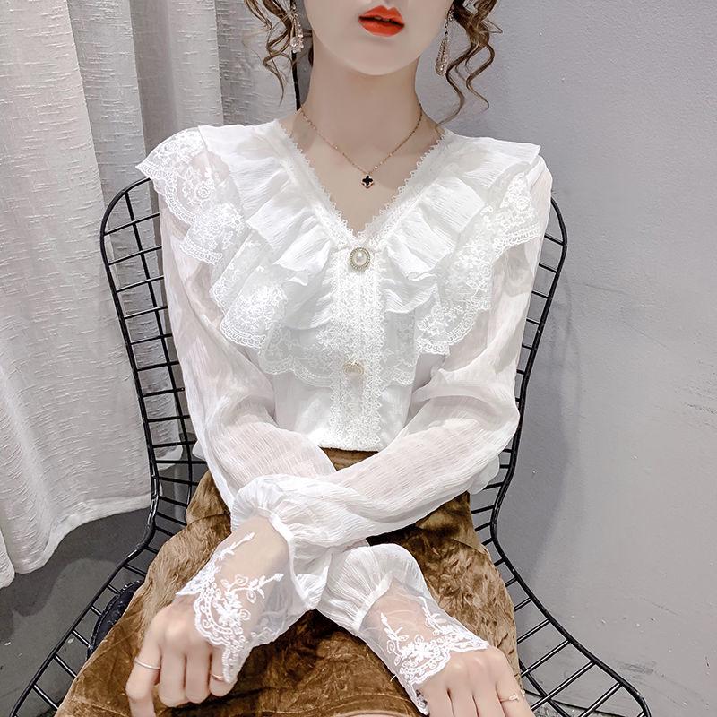 2023 Women's Chiffon Lace Long-Sleeve Top - Spring Fashion Trend