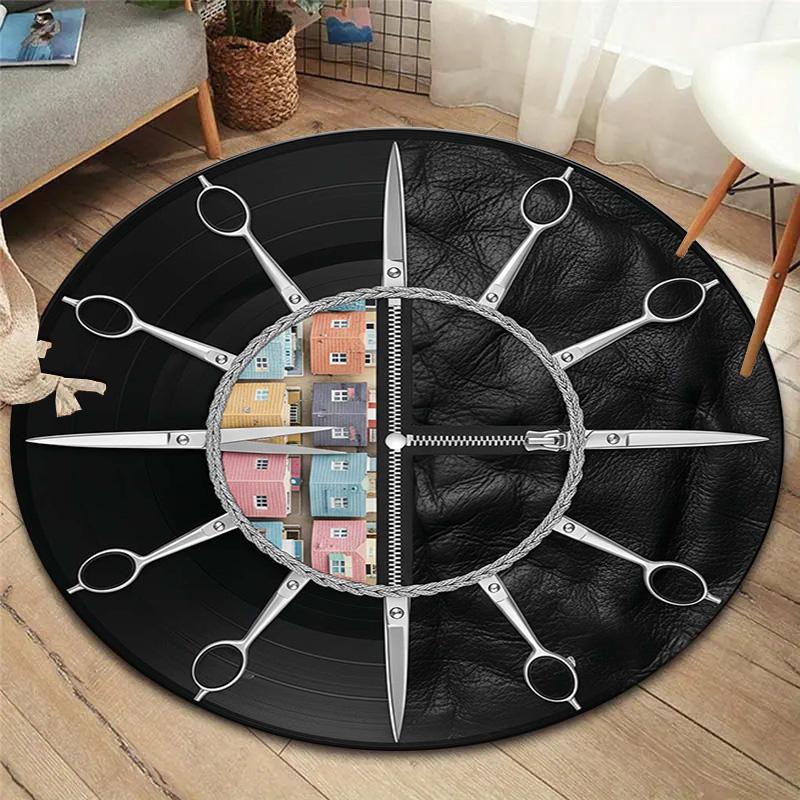 

Круглий килим Vortex Crossing Gate, Килимок для вітальні, спальні, біля дивана, дитячої кімнати, Нековзкий килимок для підлоги 80cmx80cm