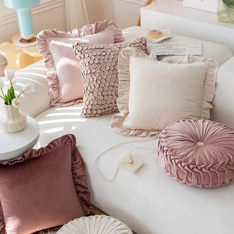 Nordic Pumpkin Pleated Round Throw Pillow Cushion for Sofa & Living Room