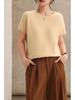 2026 Spring Women's Cashmere Wool Blend Rolled Collar Knit Half Sleeve Top