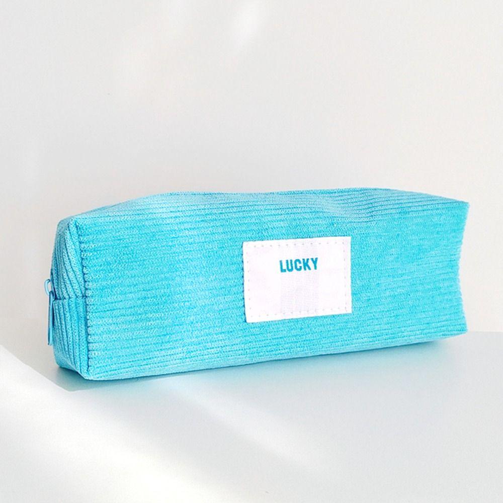 High Quality Corduroy Pen Bag Zipper Stationery Stationery Storage Bag Candy Color Pen Box