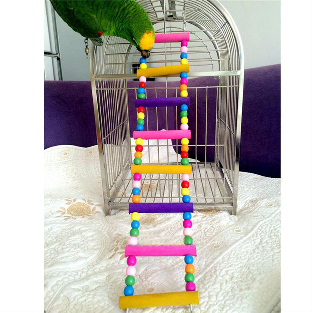 Bird Swing Wooden  Ladder Climb Cockatiel Parakeet Budgie Parrot Toys 