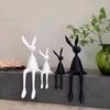 Creative Cartoon Long-Eared Sitting Rabbit Resin Decor Figurine Living Room Entryway TV Cabinet Home Decoration