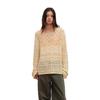 Green Belt Women's Loose Hollow Knit Long Sleeve Top