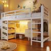90*200 cm, halbhohes Bett, Sitzkissen, Stoff-Stauraumschublade, Aufbewahrungstasche, mehrfarbige LED-Beleuchtung, Kleiderhaken, Metall, ohne Matratze, weiß