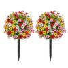 Artificial Violet Topiary Ball UV Resistant Violet Blooms Fake Evergreen Plants Flowers Brush with Ground Spike for Outdoor Indoor Garden Decor