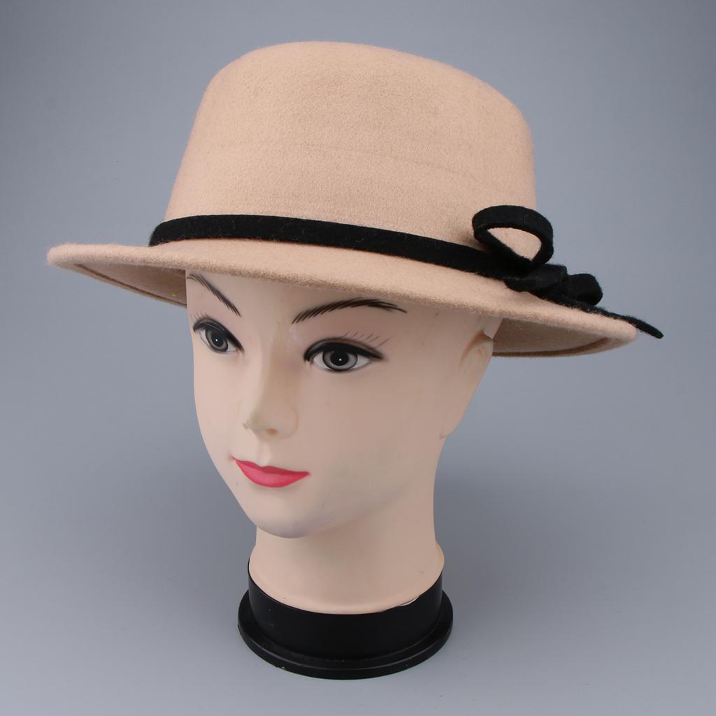 Buy Women Wool Felt Flat Top Fedora Hat 