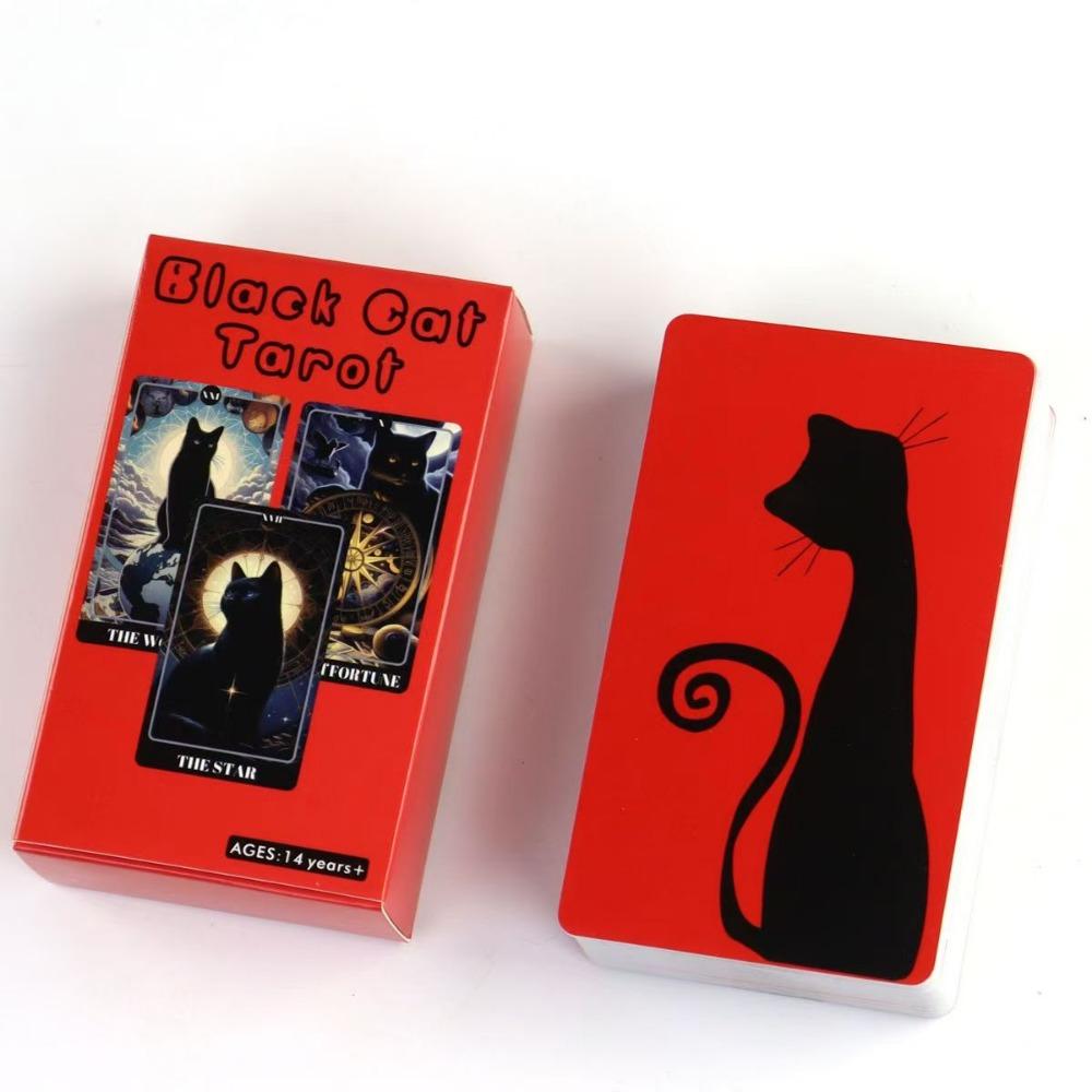 Black Cat Tarot Shadowy Cat Deck Feline Deck 78 Pcs Tarot Cards Based on Rider Waite System for Beginners 10.3*6cm