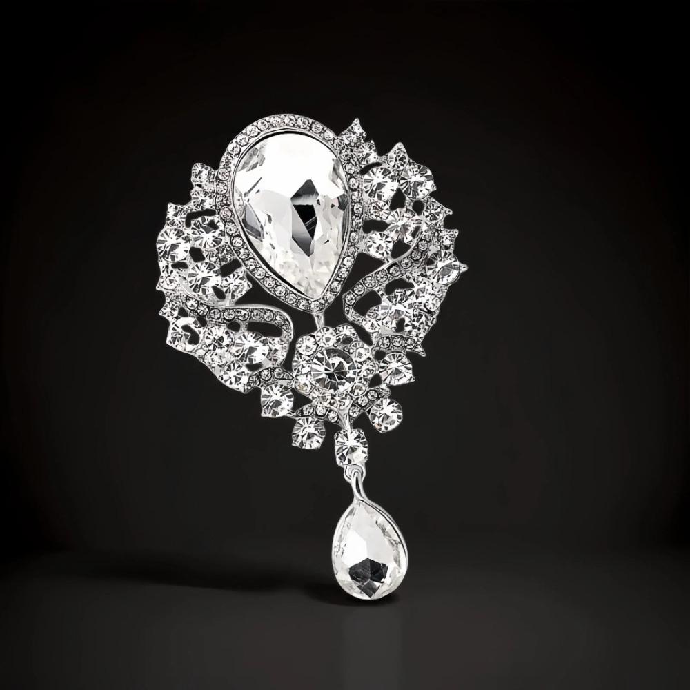 Luxury Rhinestone Rhinestone Bow Tie Large Crystal Water-drop Brooches  Formal Events