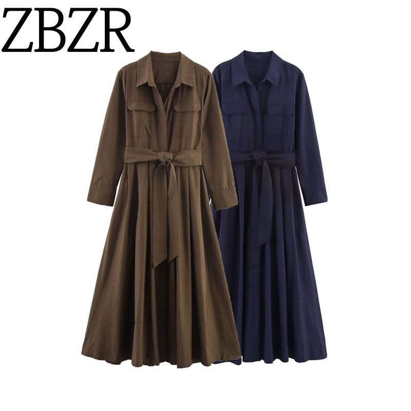 Zbzr New Fall Women's Clothing Fashion Wind Fashion Elegant Poplin Shirt Style Dress 8622654 507