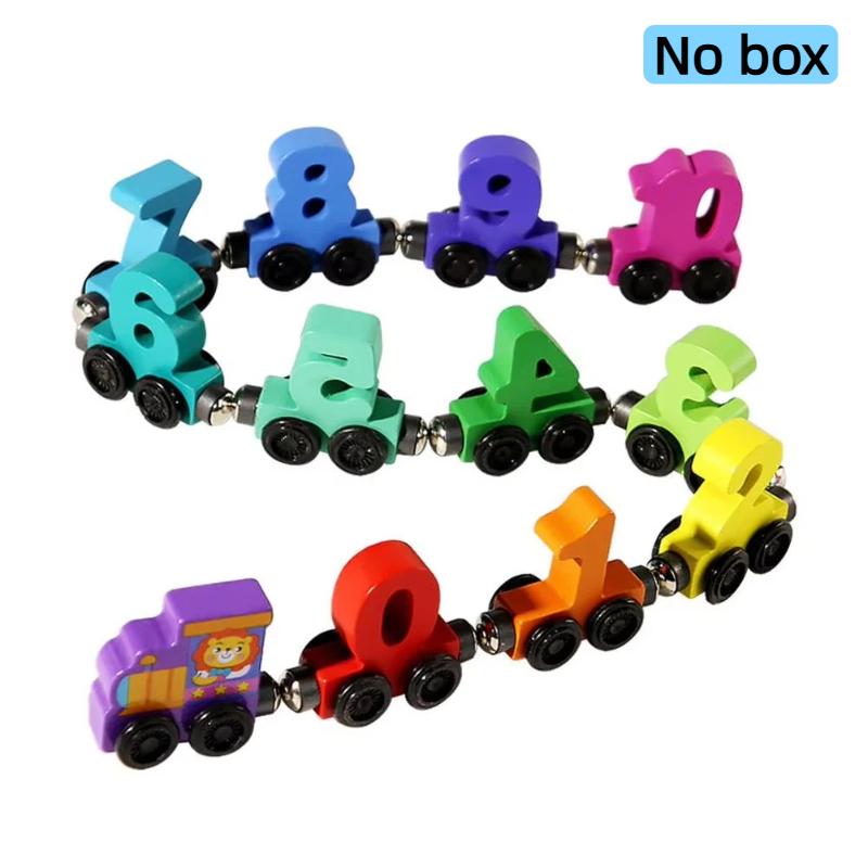 Wooden Number Digital Magnetic Train Toys Colorful Building Blocks Educational Hand-Eye Coordination Magnetic Digital Train