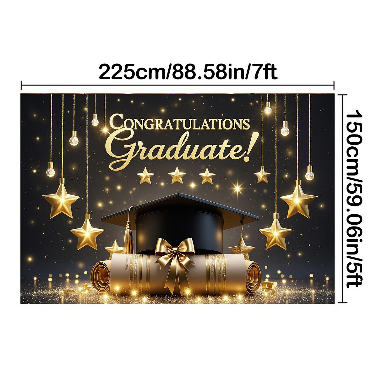 

Блестящий фон для празднования выпускного, тканевый декор, баннер, шляпа бакалавра, узор для диплома, декор для выпускного, принадлежности для выпускного в кампусе 225*150cm / 7*5ft