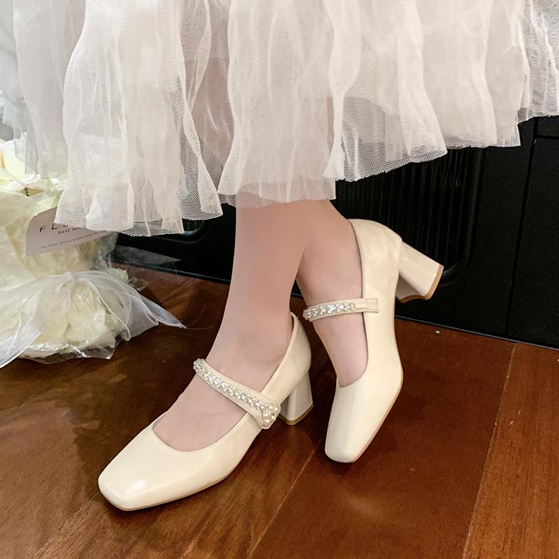 2025 New Premium Genuine  Rhinestone Shoes Woman Elegant Fashionable Shoes Mid Heels Banquet Shoes Dress and High Heels