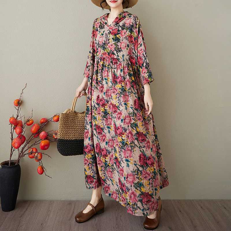 Summer Hooded Printed Dress