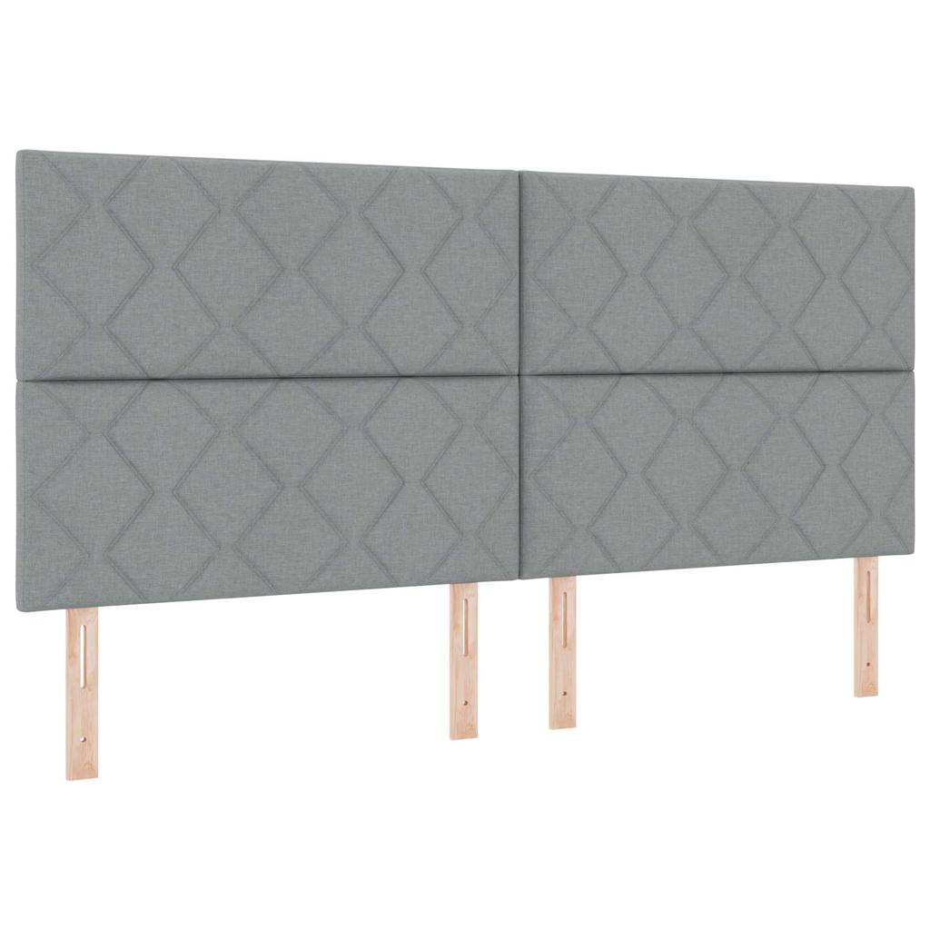 Box Spring Bed with Mattress Light Gray 200 x 200 cm Fabric