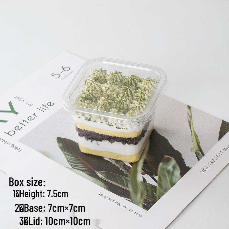 Square Mousse Soy Milk Cake Box: Wooden Cup Packaging for Tiramisu and Dessert Baking