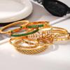 18K Gold-Plated Diamond-Studded Stainless Steel Bangle – Light Luxury Zircon Autumn/Winter Bracelet for Women