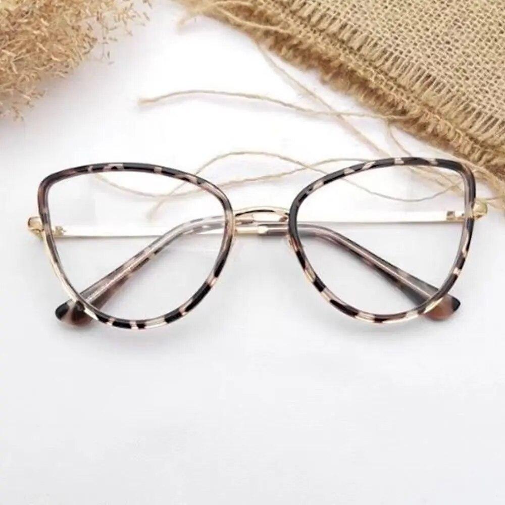 Cat Eye Anti-Blue Light Glasses Women Men Oversized Optical Frame Eye Protection Ultra Light Eyeglasses Office Computer Goggles