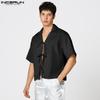 INCERUN Camisas Casuales de Verano para Hombre con Cuello Solapa, Manga Corta, Caladas y de Vendaje