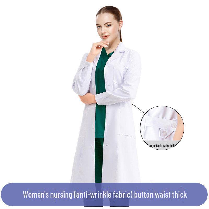 Unisex White Lab Coat for College Students, Doctors, Nurses, Beauty Salon Workers - Long or Short Sleeve Option