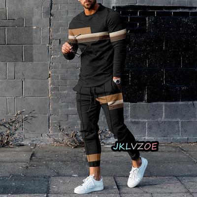Herfst Winter Trend Herenkleding 3d Print Sets Lange Mouwen T-shirt Broek Pakken Mannelijke Trainingspakken Sportkleding Jogging 2-delige Outfits