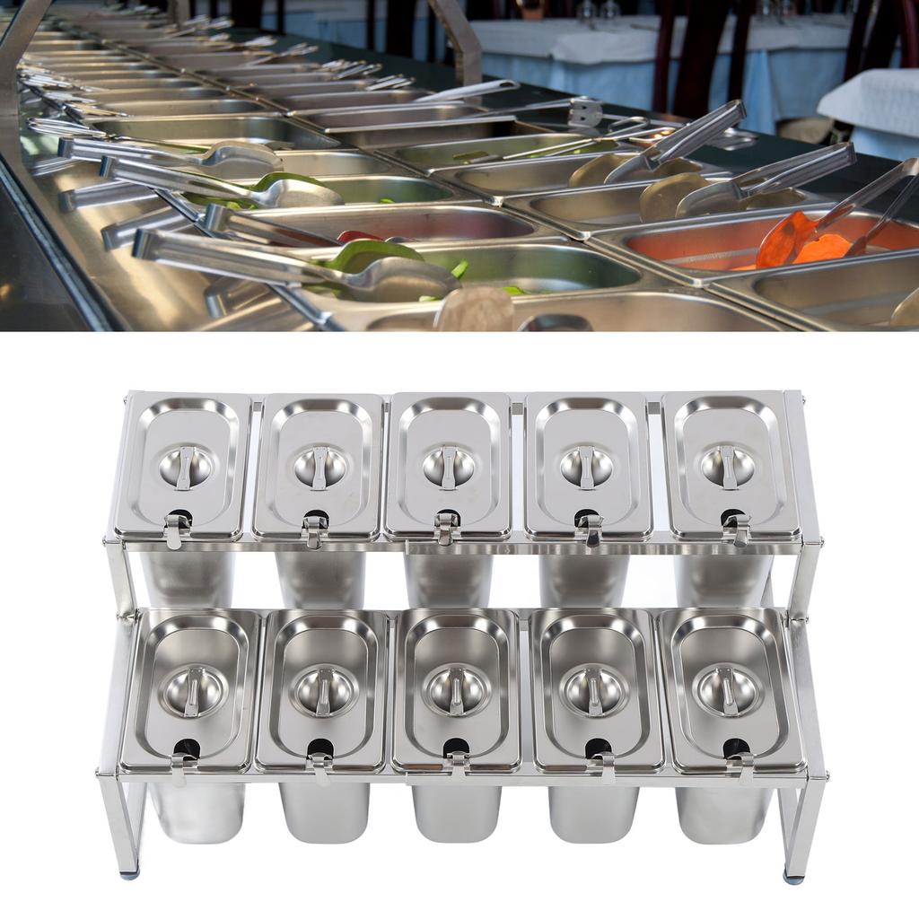 Telescopic Condiment Dispenser Dual Layers Stainless Steel Jam Pot Rack for Milk T Shop Household