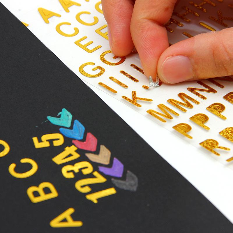 Gold & Silver Hot Stamping Letter & Number Stickers for DIY Photo Albums, Journals, and Diaries - 6 Styles Available