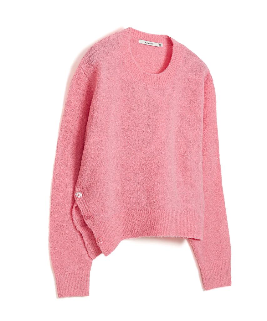 KIIMUIR (Women) Wool Button Point Knit_Pink