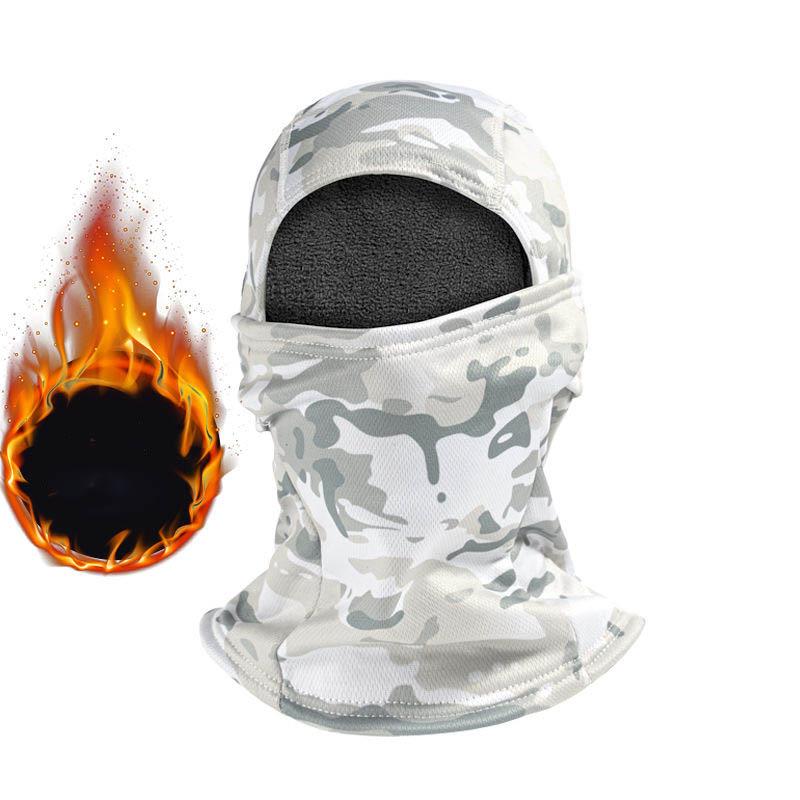 Winter Warming Hood for Men's Cycling Cold-proof Face Mask with Lining Windproof Face Shield and Long Bib Cover