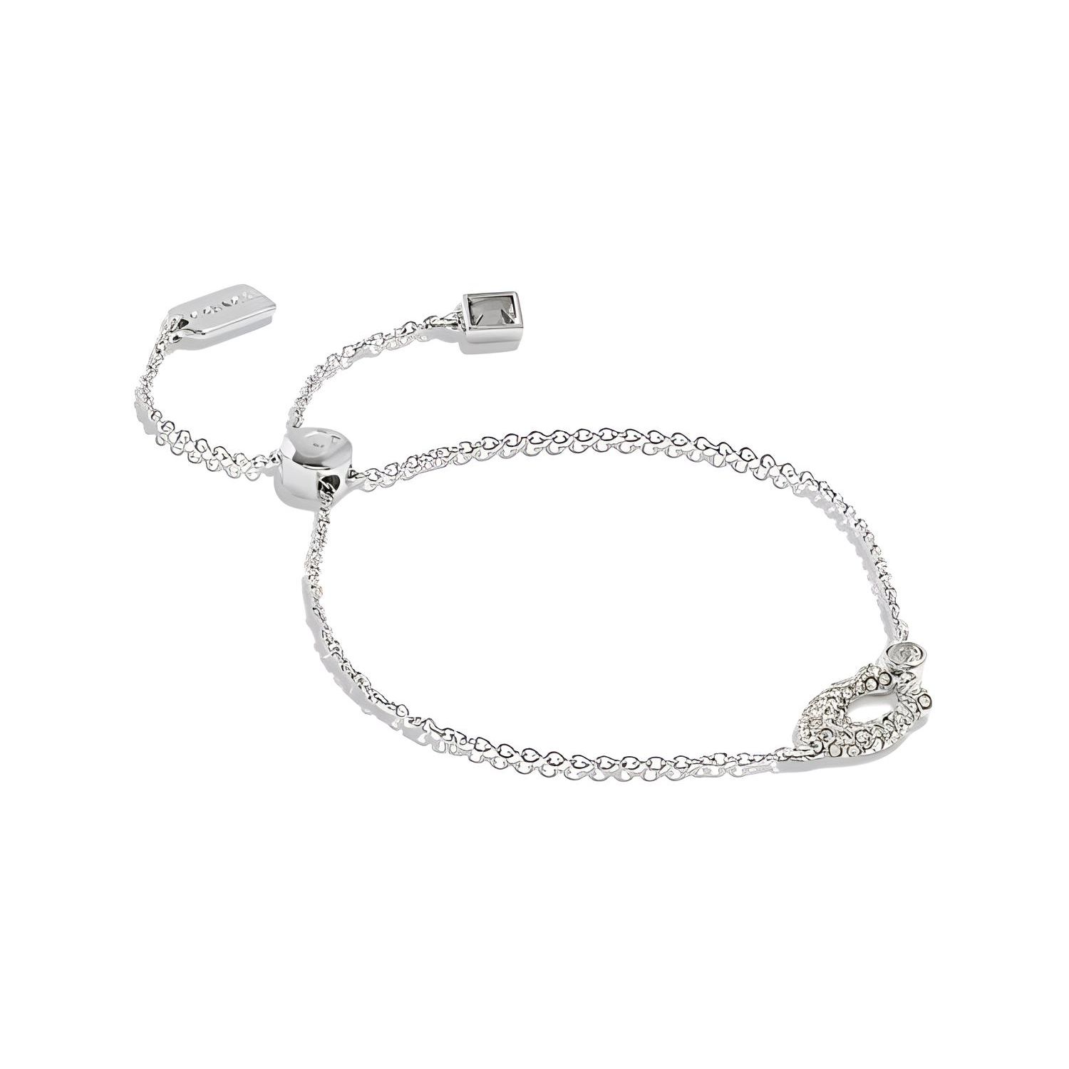 Coach Classic Logo Inlaid Slide Lock Bracelet Women Bracelets Silver Copper CJ717-Q1E F,Silver
