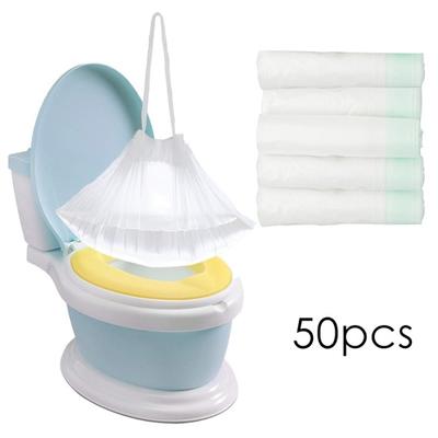 50Pcs/5 Rolls Disposable Baby Kids Potty Chair Bag Drawstring Toilet Liner Pouch