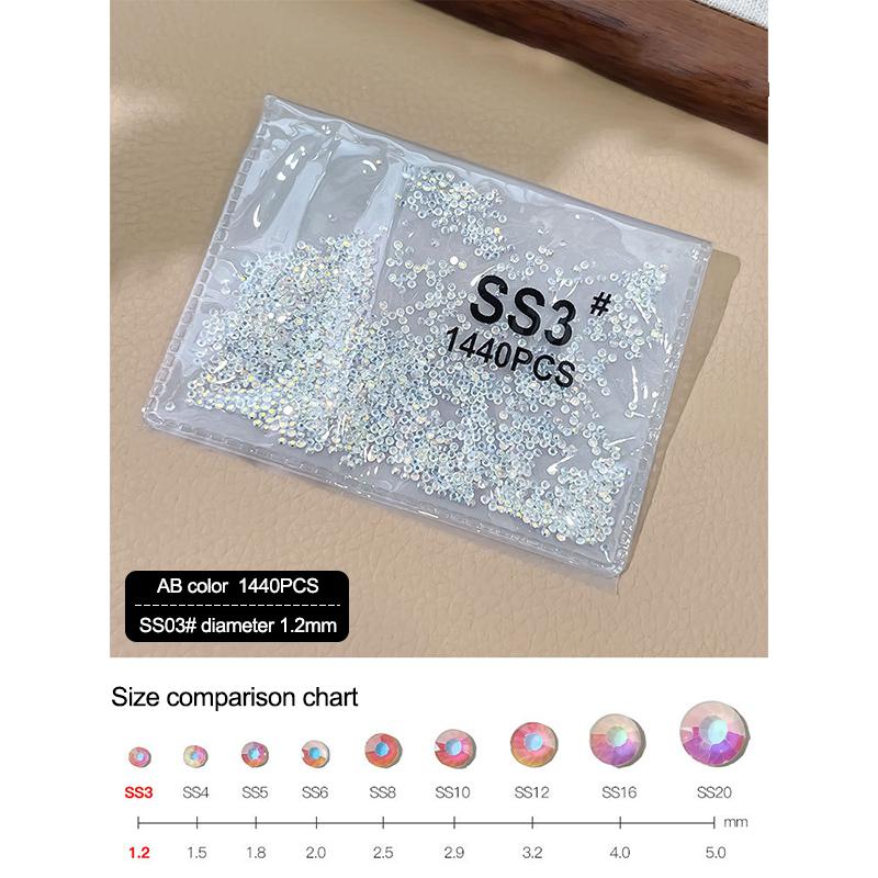 

1440Pcs Mix-Size Glitter Diamond Strass Flatback Stone Gems Nail Art Decorative Accessories
