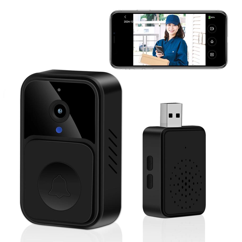 ZHTNC Smart Answer the Intercom with Your This Video Doorbell Features a Call and a Wireless No Installation a Rechargeable Wireless Intercom with a