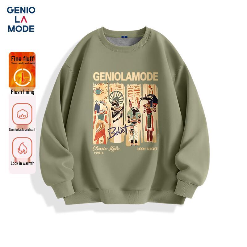 

GENIOLAMODE Men s Fleece-Lined Crewneck Sweatshirt XL