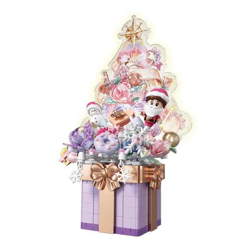 Senbao Building Blocks Flower Gift Wish Christmas Tree Puzzle Assembled Building Blocks Christmas Holiday Gift