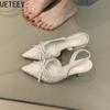 Fashion Summer High Heel Women Sandals Fashion Pointed Toe Singbacks Shoes Design Style Banquet Party Dress Sandalias Shoes