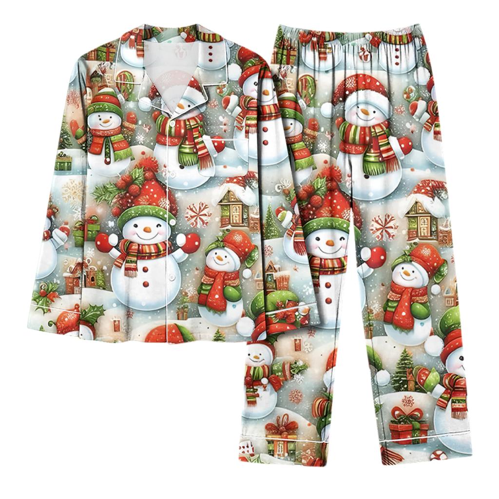 Damski Casualowy Modny Świąteczny Top z Długim Rękawem i Spodnie Zestaw Homewear