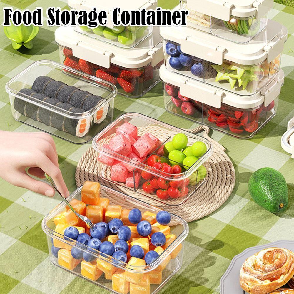 

Transparent Refrigerator Crisper Sealed Fruit Storage Box Portable Refrigerator Storage Box 450ml-without divided