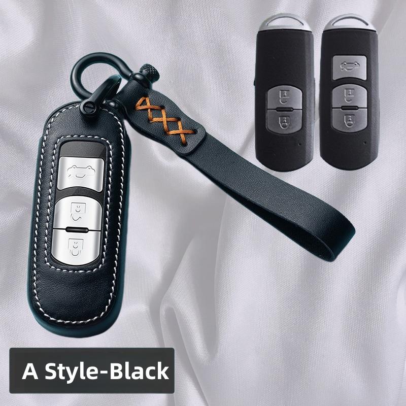 

Leather Car Key Case Cover Shell For Mazda 3 6 Atenza Axela Demio CX5 CX3 CX7 CX9 MX5 Car Remote Keychain Case Shell Accessories чёрный
