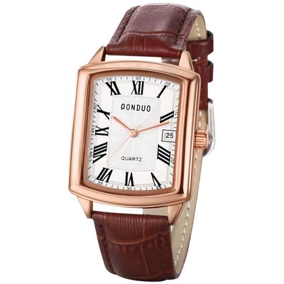 Orologio da uomo in pelle quadrata Seiko Watch impermeabile: Orologio al quarzo con cinturino in pelle, quadrante rettangolare, orologio da uomo, numeri romani, fresco, business, quotidiano, marrone