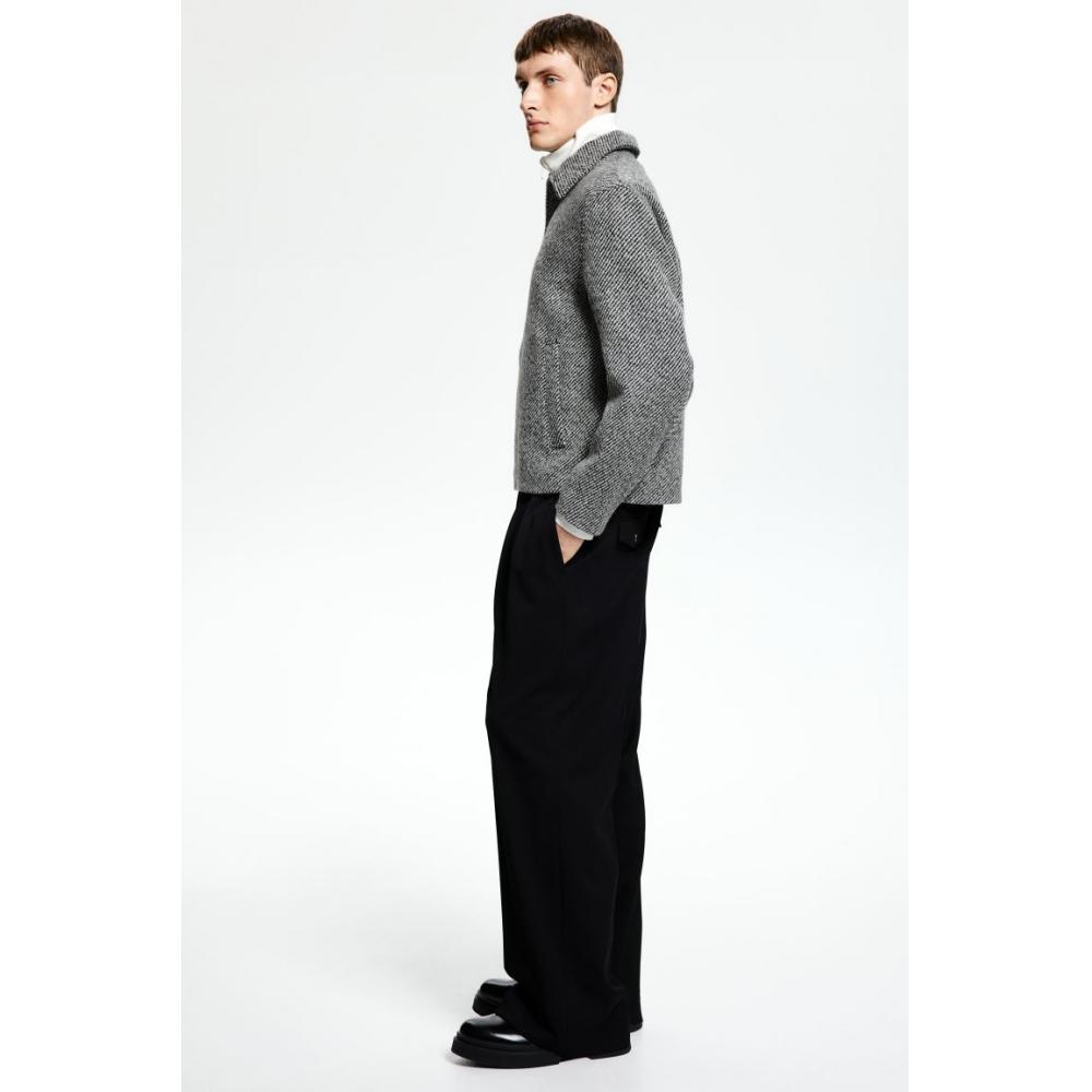 H M Regular Fit Wool Blend Jacket Black wHite