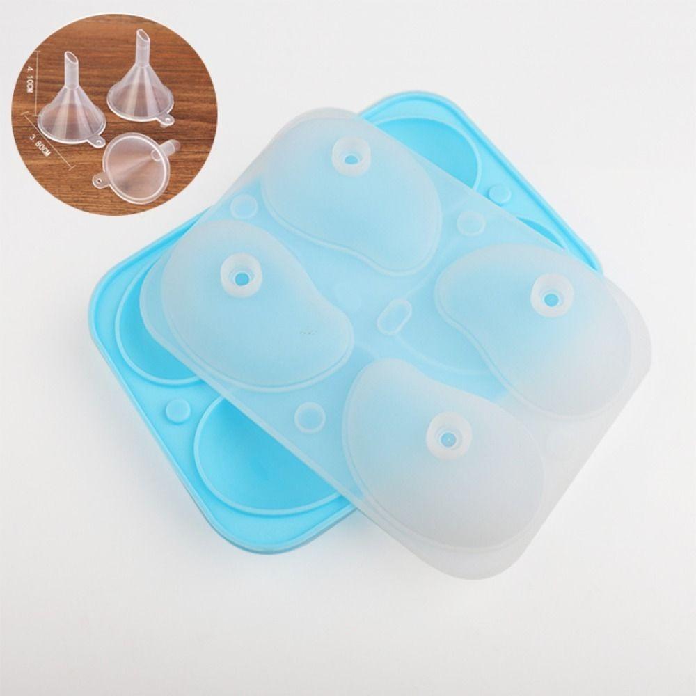 4 Cavity 3D Mango Shape Cake Mold Silicone with 2 Funnels Fruit Pudding Mango Molds Decoration Mould Supplies Mousse Cake