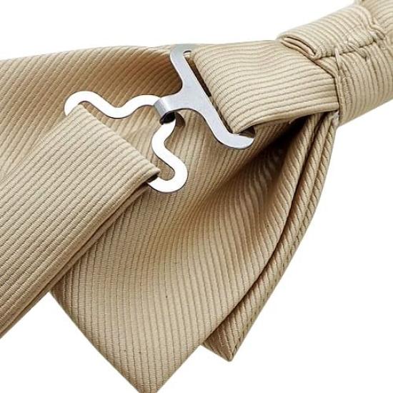 [Bowties.jp] Layered Bow Tie, Easy-to-Wear Type, Available in 10 Colors: Black, Gray, Green, Blue, Light Blue, Beige, Wine Red, Orange, White (Beige)