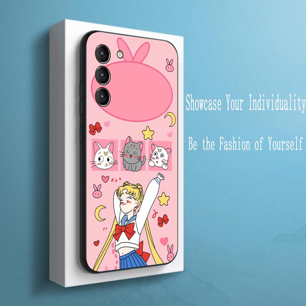 

Magical Girl Warrior classic anime pattern Phone Case For Samsung Galaxy S26 S25 S24 S23 S22 S21 Plus Ultra Note20 Soft Black Galaxy S21 5G