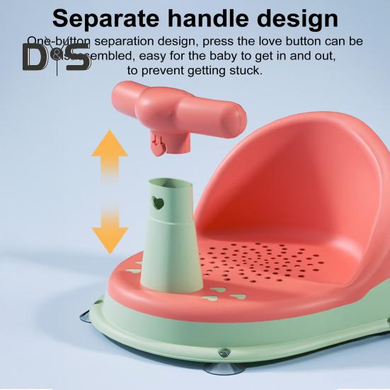 Scaun de baie pentru bebeluși, spătar ergonomic, cotiere, plasă de drenaj, scaun de duș pentru bebeluși antiderapant cu ventuze