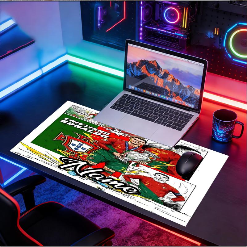 Custom Name Personalized Cristiano Ronaldo Pattern Mousepad, Laptop PC Desk Mat, Decorative Desk Mat for Home Keyboard Pad Gift